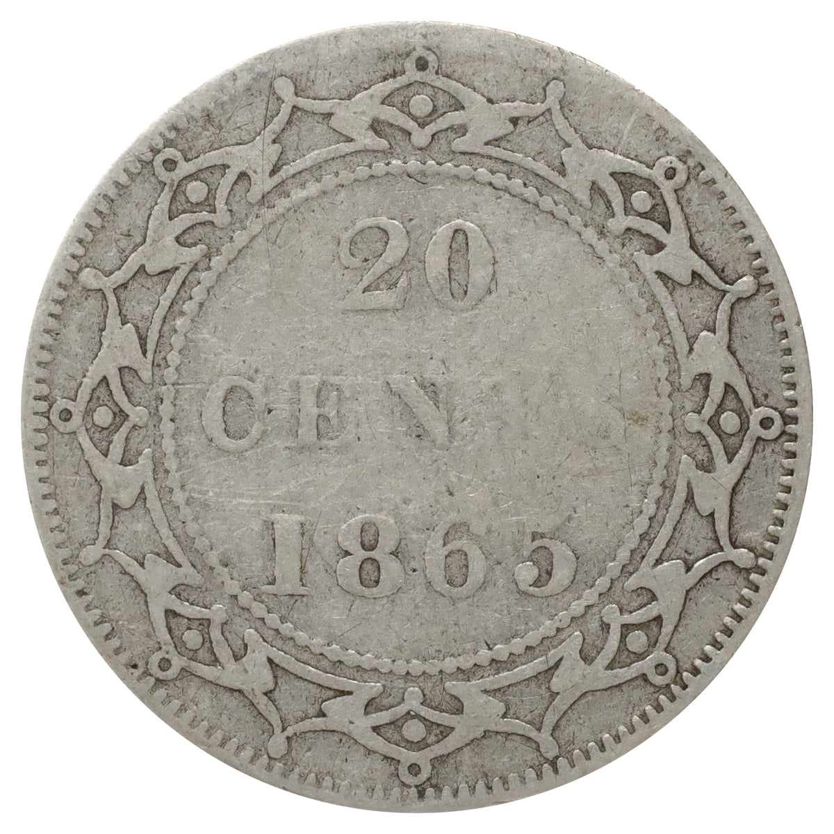 1865 Newfoundland 20-cents VG-F (VG10) Scratched, marks, or impaired