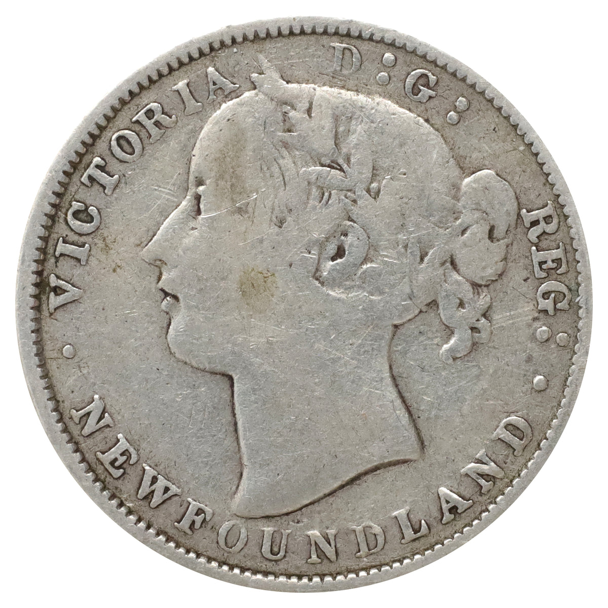 1865 Newfoundland 20-cents VG-F (VG10) Scratched, marks, or impaired