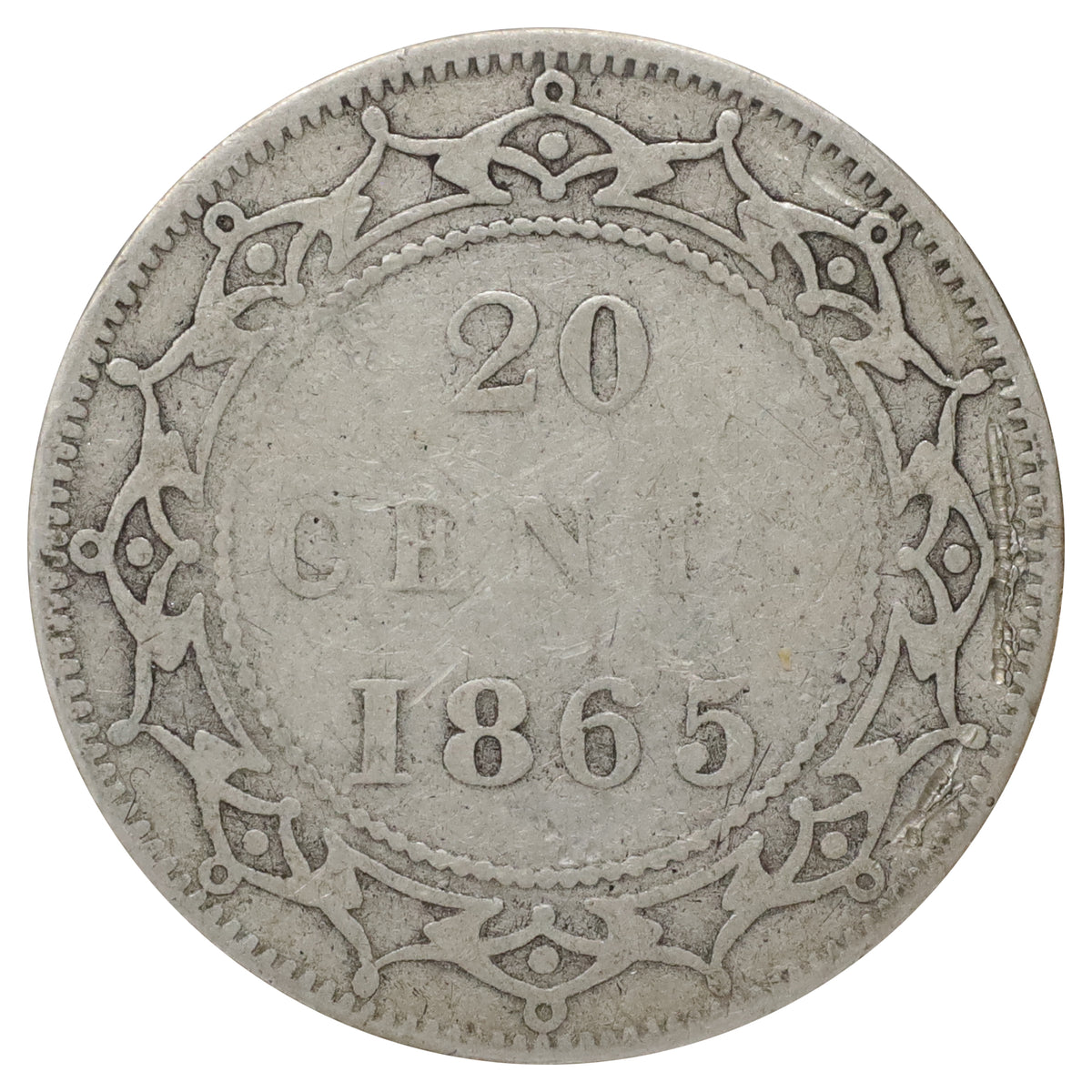 1865 Newfoundland 20-cents G-VG (G6) Scratched, marks, or impaired
