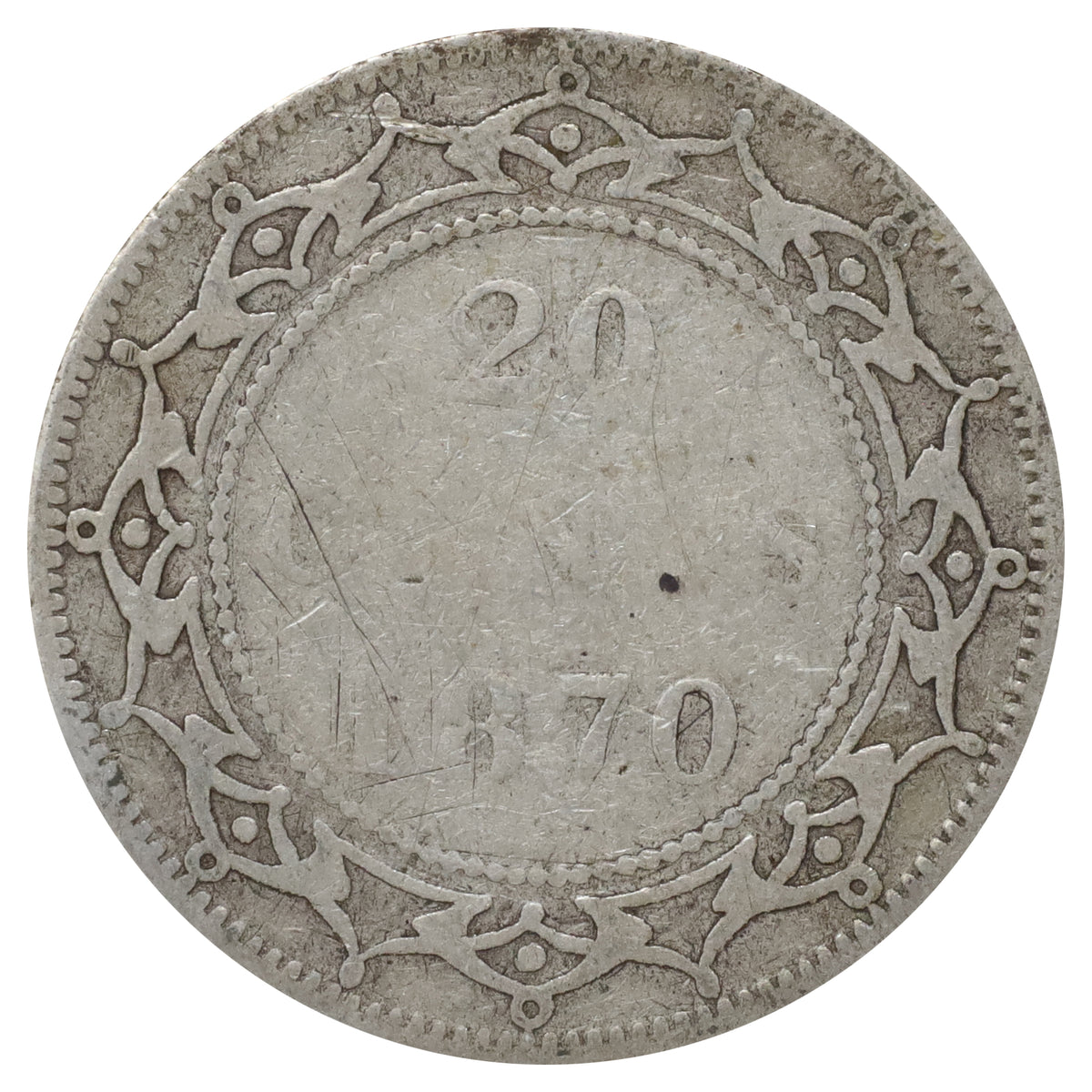 1870 Newfoundland 20-cents Good (G4) Scratched, marks, or impaired