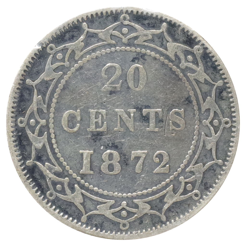 1872H Newfoundland 20-cents F-VF (F15) Scratched, marks, or impaired