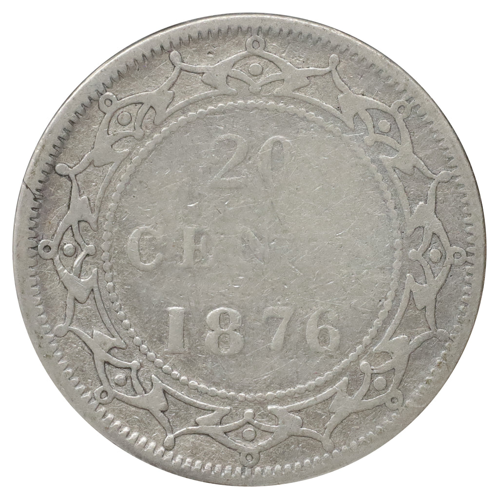 1876H Newfoundland 20-cents Very Good (VG8) Scratched, marks, or impaired