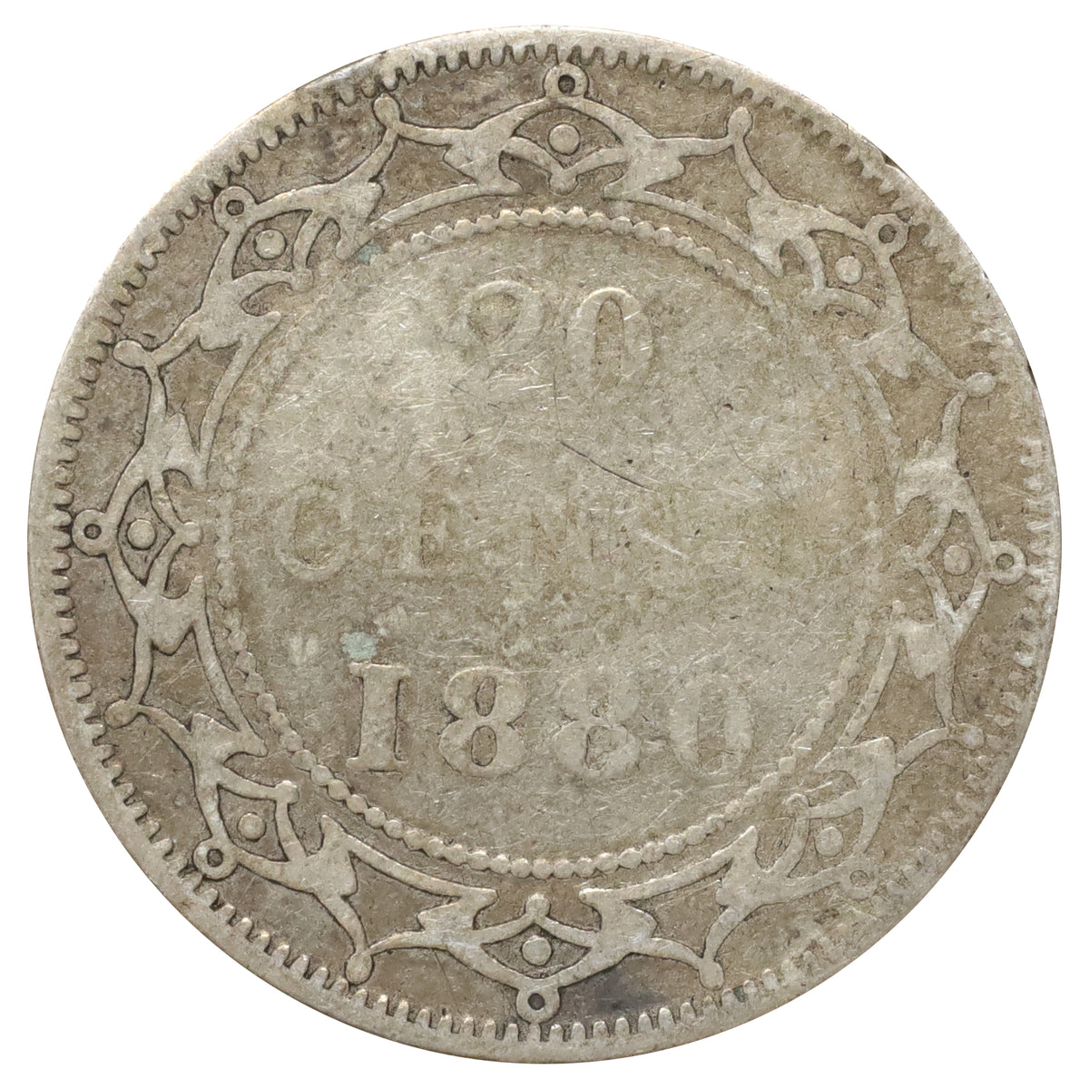 1880 Newfoundland 20-cents VG-F (VG10) Scratched, marks, or impaired