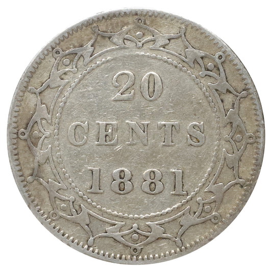 1881 Newfoundland 20-cents F-VF (F15) Scratched, marks, or impaired