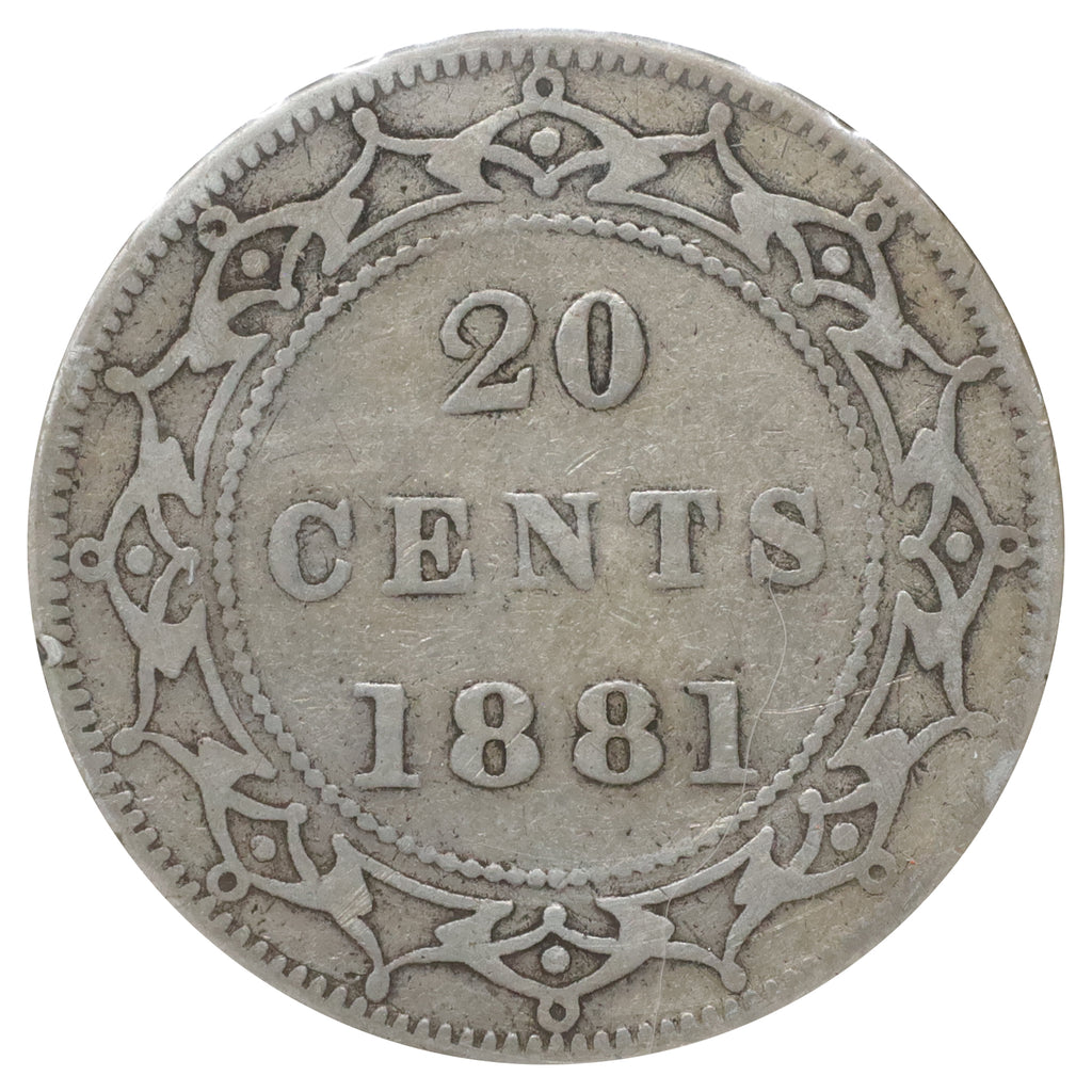 1881 Newfoundland 20-cents Very Good (VG8) Scratched, marks, or impaired