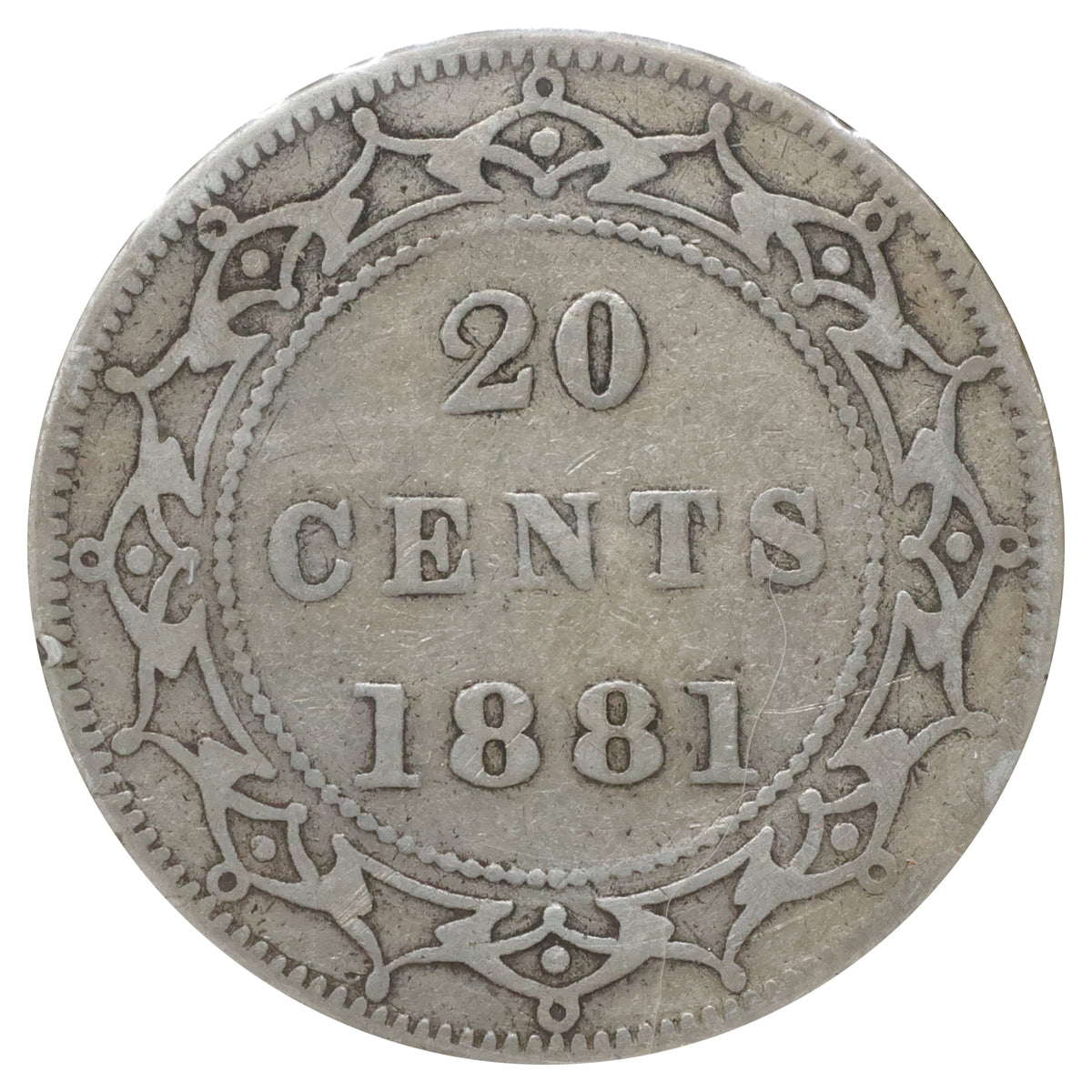 1881 Newfoundland 20-cents Very Good (VG8) Scratched, marks, or impaired