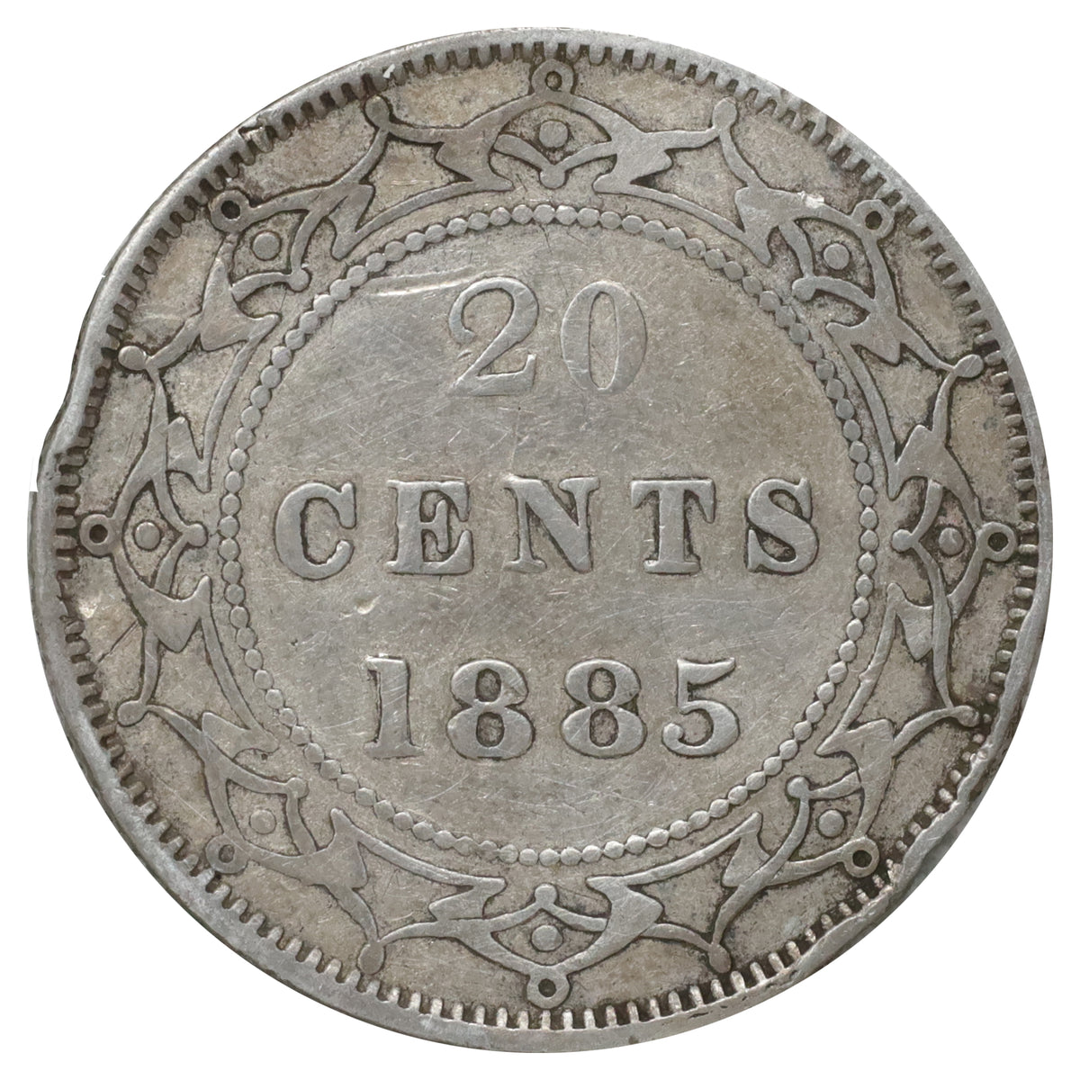 1885 Newfoundland 20-cents Very Fine (VF20) Scratched, marks, or impaired