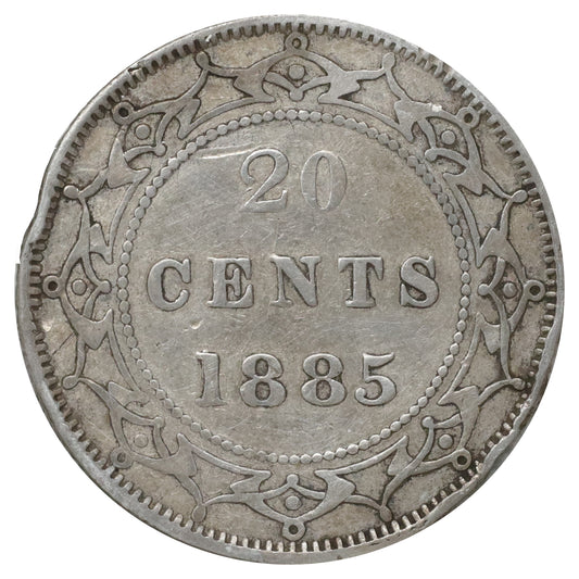 1885 Newfoundland 20-cents Very Fine (VF20) Scratched, marks, or impaired