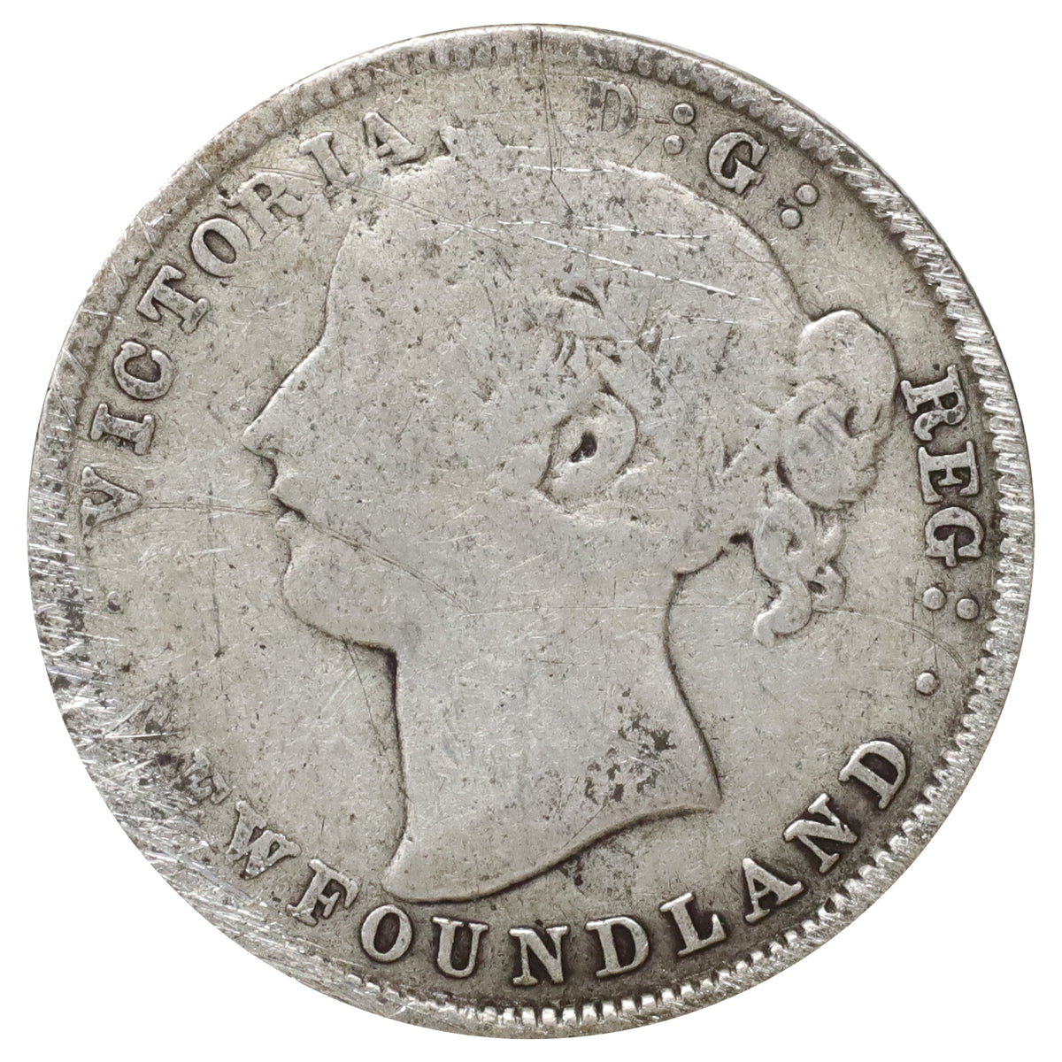 1885 Newfoundland 20-cents VG-F (VG10) Scratched, marks, or impaired