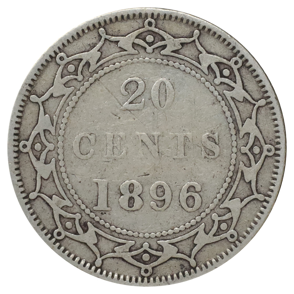 1896 Small 96 Newfoundland 20-cents F-VF (F15) Scratched, marks, or impaired