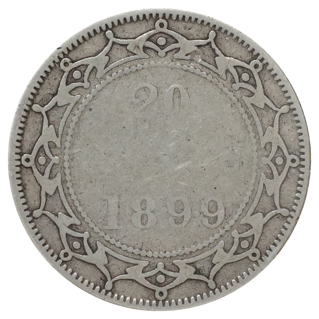 1899 Large 99 Newfoundland 20-cents Very Good (VG8) Scratched, marks, or impaired