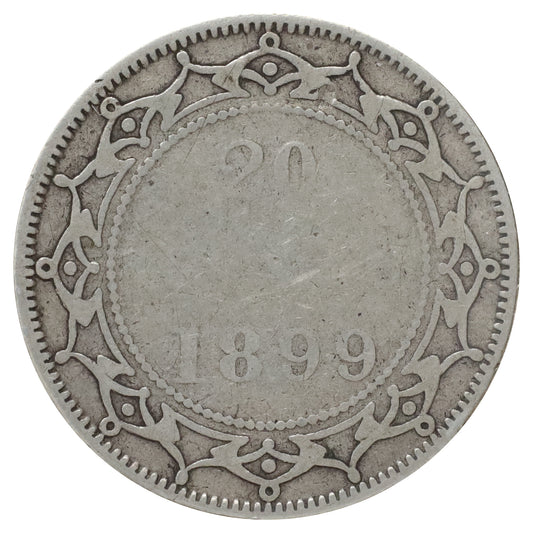 1899 Large 99 Newfoundland 20-cents Very Good (VG8) Scratched, marks, or impaired