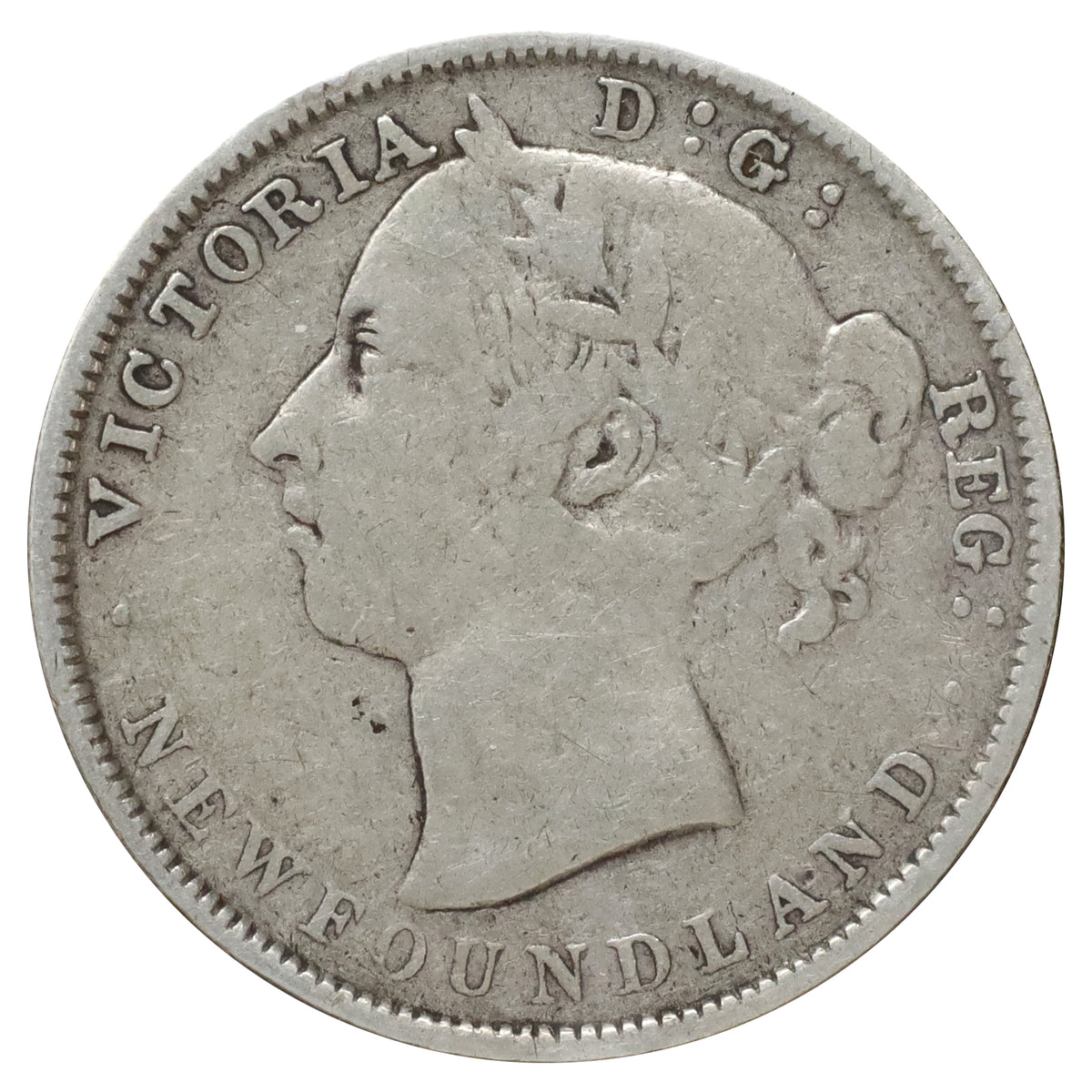 1899 Large 99 Newfoundland 20-cents Very Good (VG8) Scratched, marks, or impaired