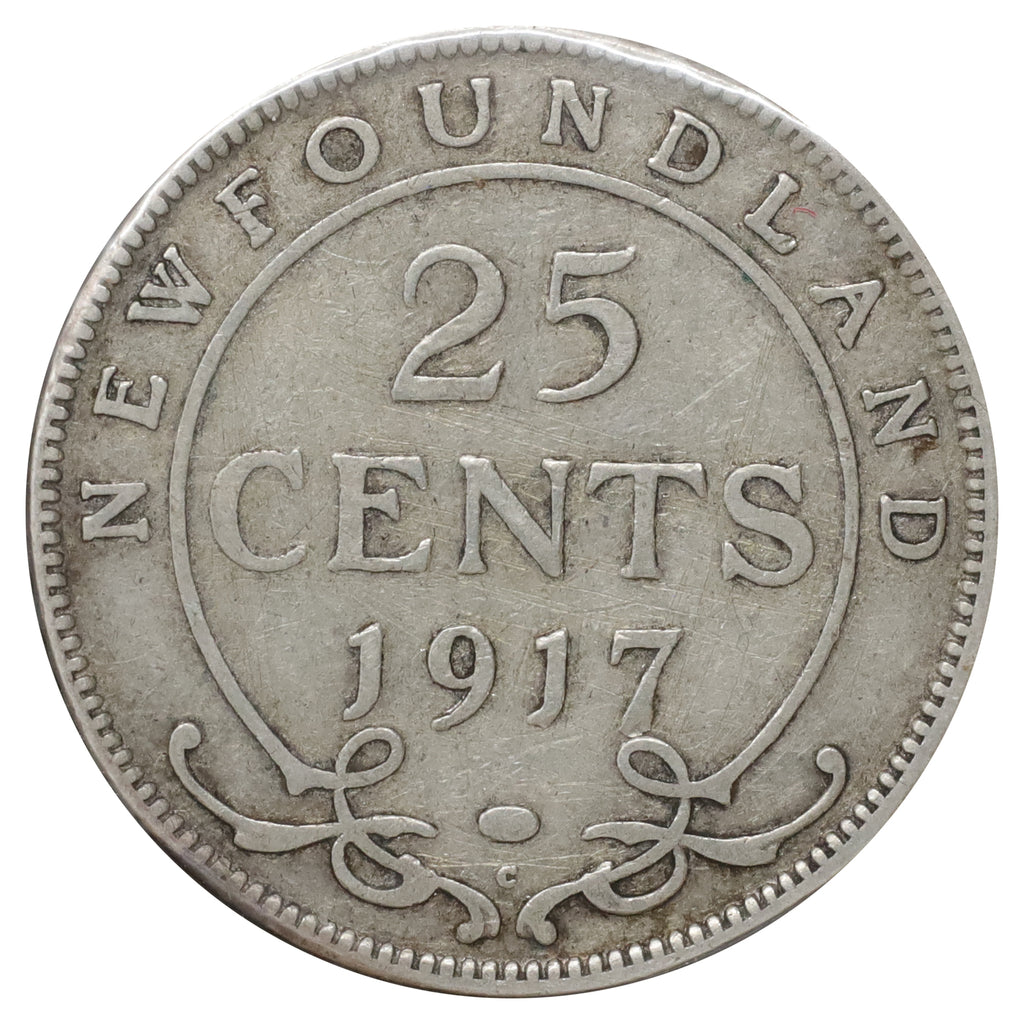 1917C Newfoundland 25-cents VG-F (VG10) Scratched, marks, or impaired