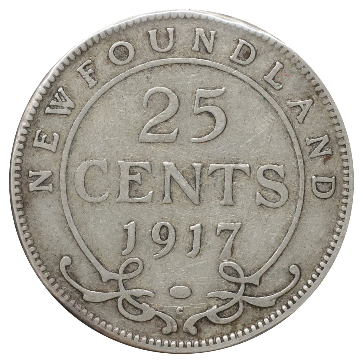 1917C Newfoundland 25-cents VG-F (VG10) Scratched, marks, or impaired