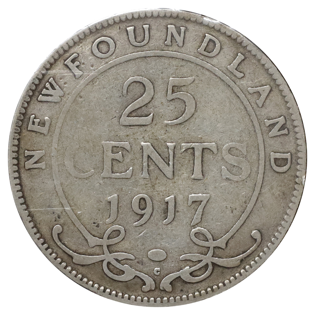 1917C Newfoundland 25-cents G-VG (G6) Scratched, marks, or impaired