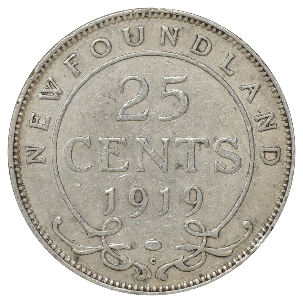 1919C Newfoundland 25-cents F-VF (F15) Scratched, marks, or impaired