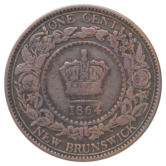1864 E/F Short 6 New Brunswick 1-cent Fine (F12) Scratched, marks, or impaired