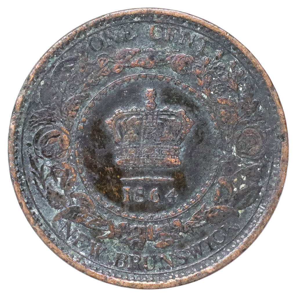 1864 Short 6 New Brunswick 1-cent VF-EF (VF30) Scratched, marks, or impaired