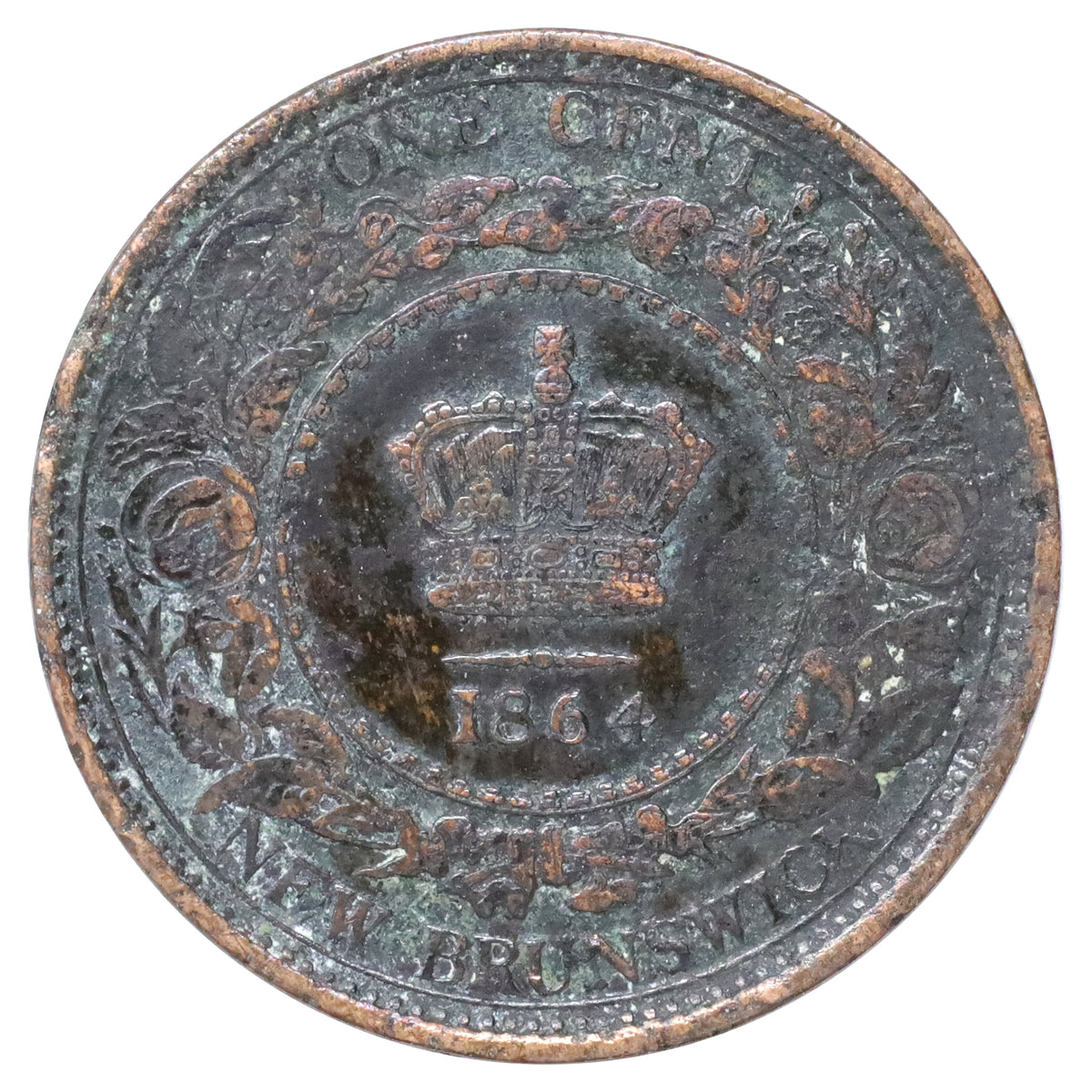 1864 Short 6 New Brunswick 1-cent VF-EF (VF30) Scratched, marks, or impaired
