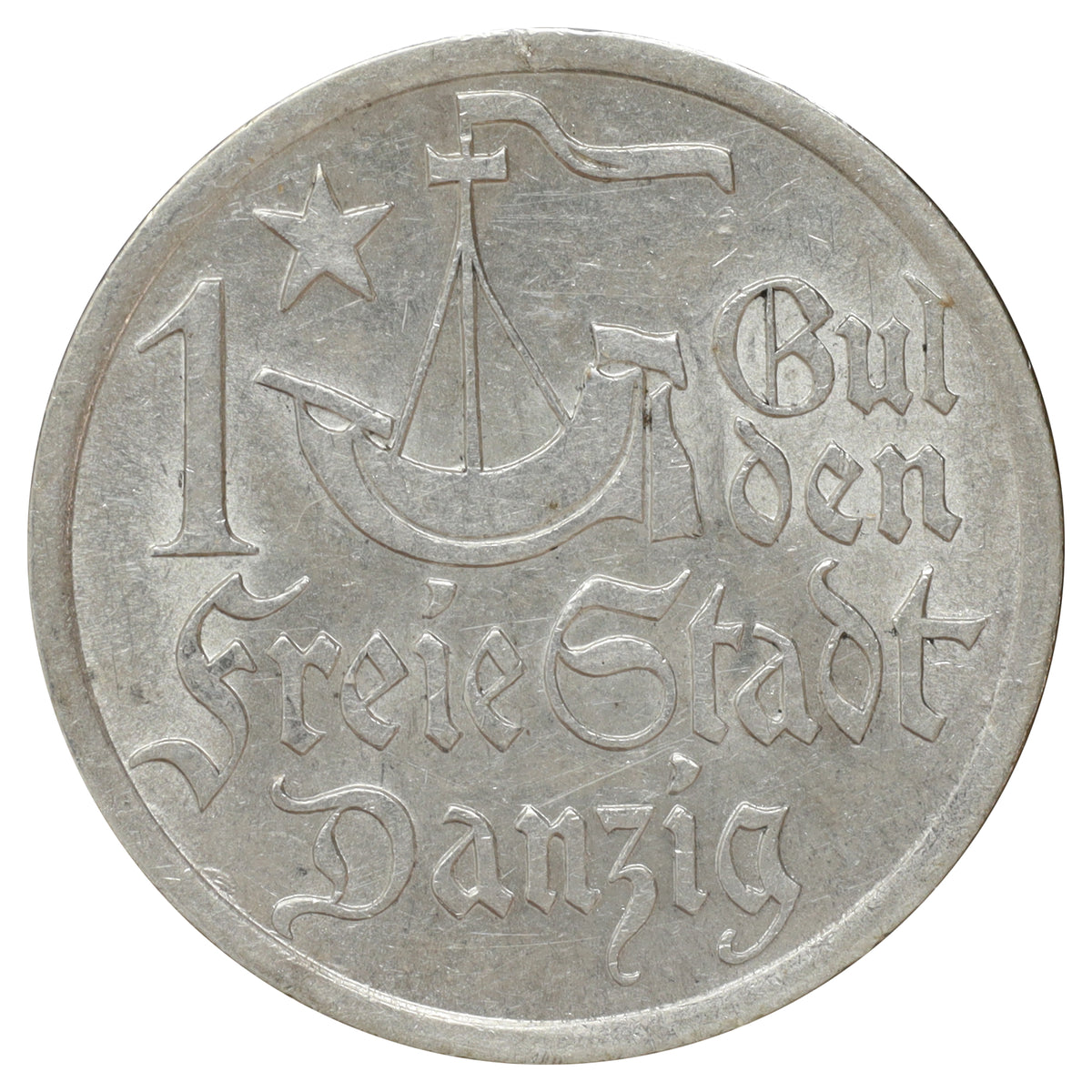 Danzig 1923 Poland 1 Gulden AU-UNC (AU55) DOD