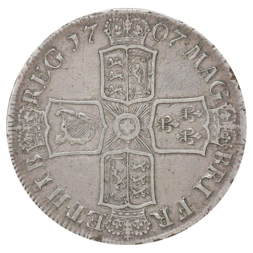 Great Britain 1707E Anne 1 Crown Extra Fine (EF40) impaired