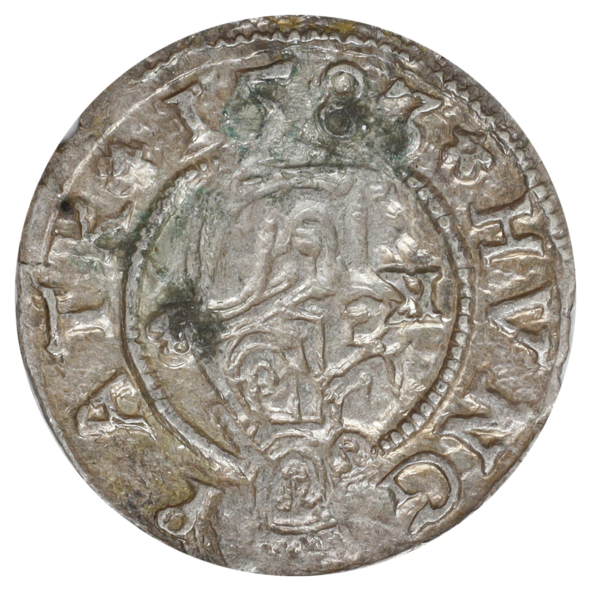 Hungary 1583 Rudolph I 1 Denier Extra Fine (EF40) spots