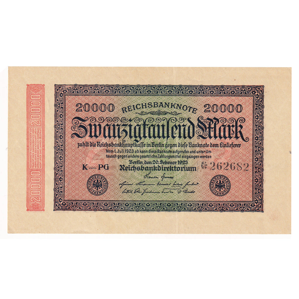 Germany 1923 20,000 Mark Note, Pick #85 (DOP)