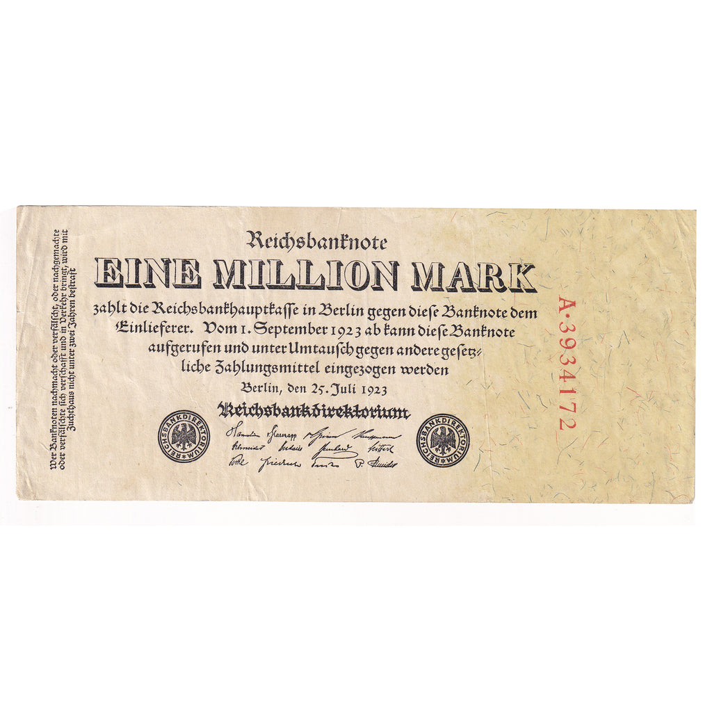 Germany 1923 1 Million Mark Note, Pick #94, Very Fine (DOP)