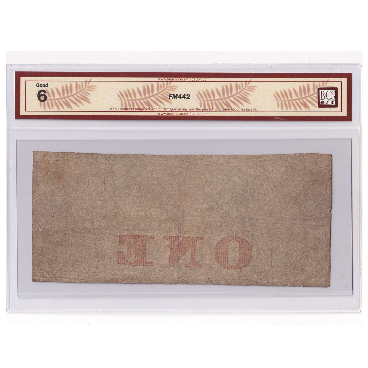 815-12-02-02R 1850s Zimmerman Bank $1, Issue from Elgin, BCS Certified G6 (holes)