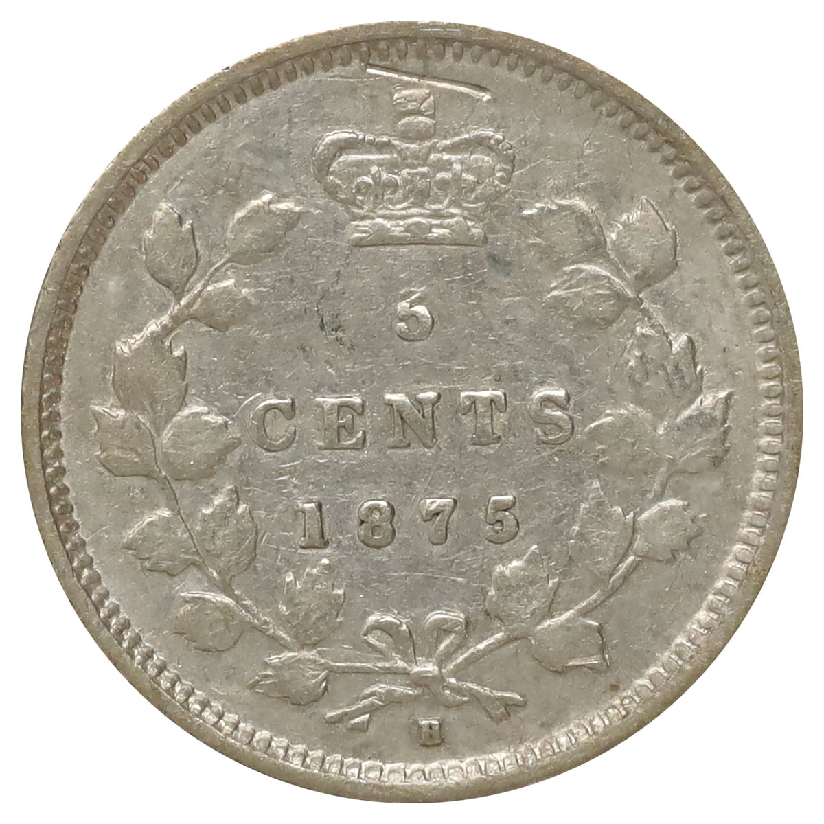 1875H Small Date Canada 5-cents Very Fine (VF20) Scratched, marks, or impaired