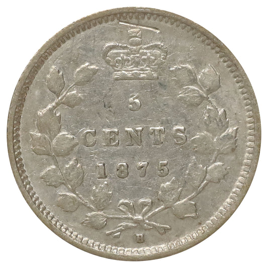 1875H Small Date Canada 5-cents Very Fine (VF20) Scratched, marks, or impaired