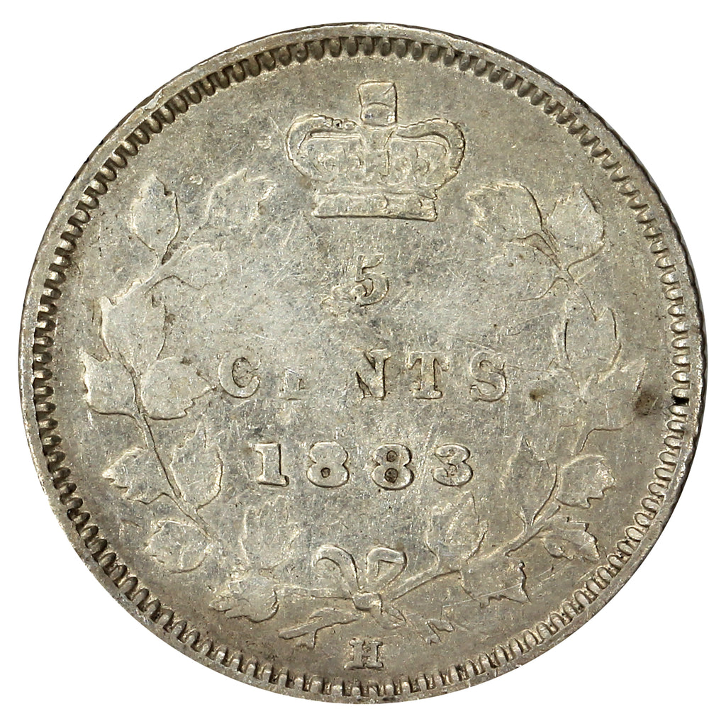 1883H Canada 5-cents F-VF (F15) Impaired
