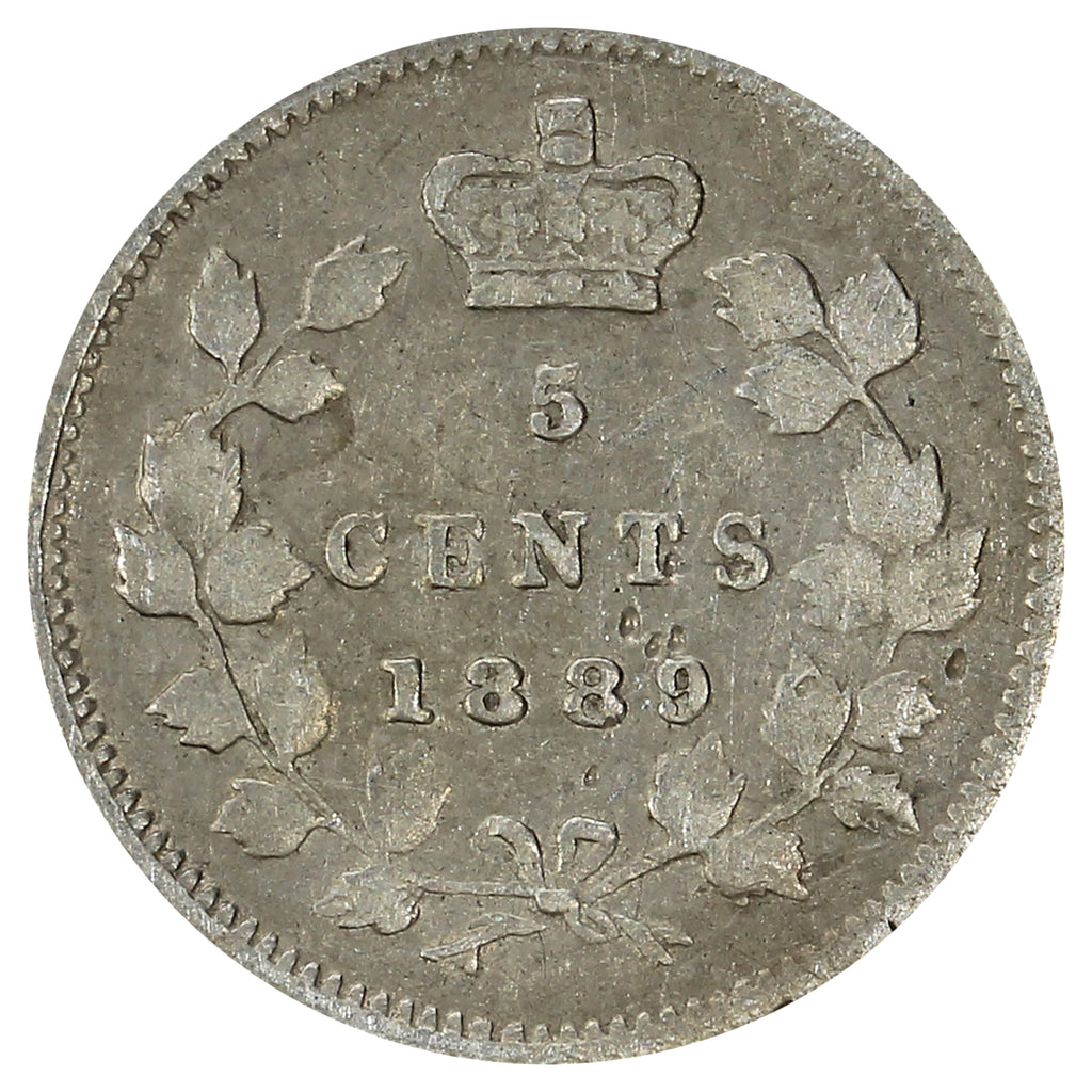 1889 Canada 5-cents F-VF (F15) Impaired