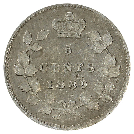 1889 Canada 5-cents F-VF (F15) Impaired