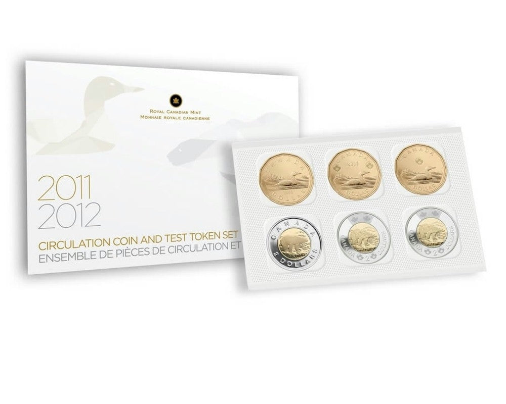 2011-2012 Canada $1 and $2 Circulation Coins and Test Token Set