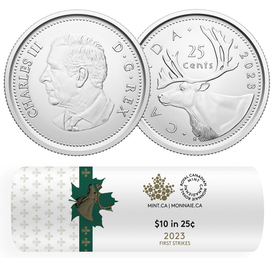 2023 Canada 25-cents King Charles III First Strikes Special Wrap Roll of 40pcs