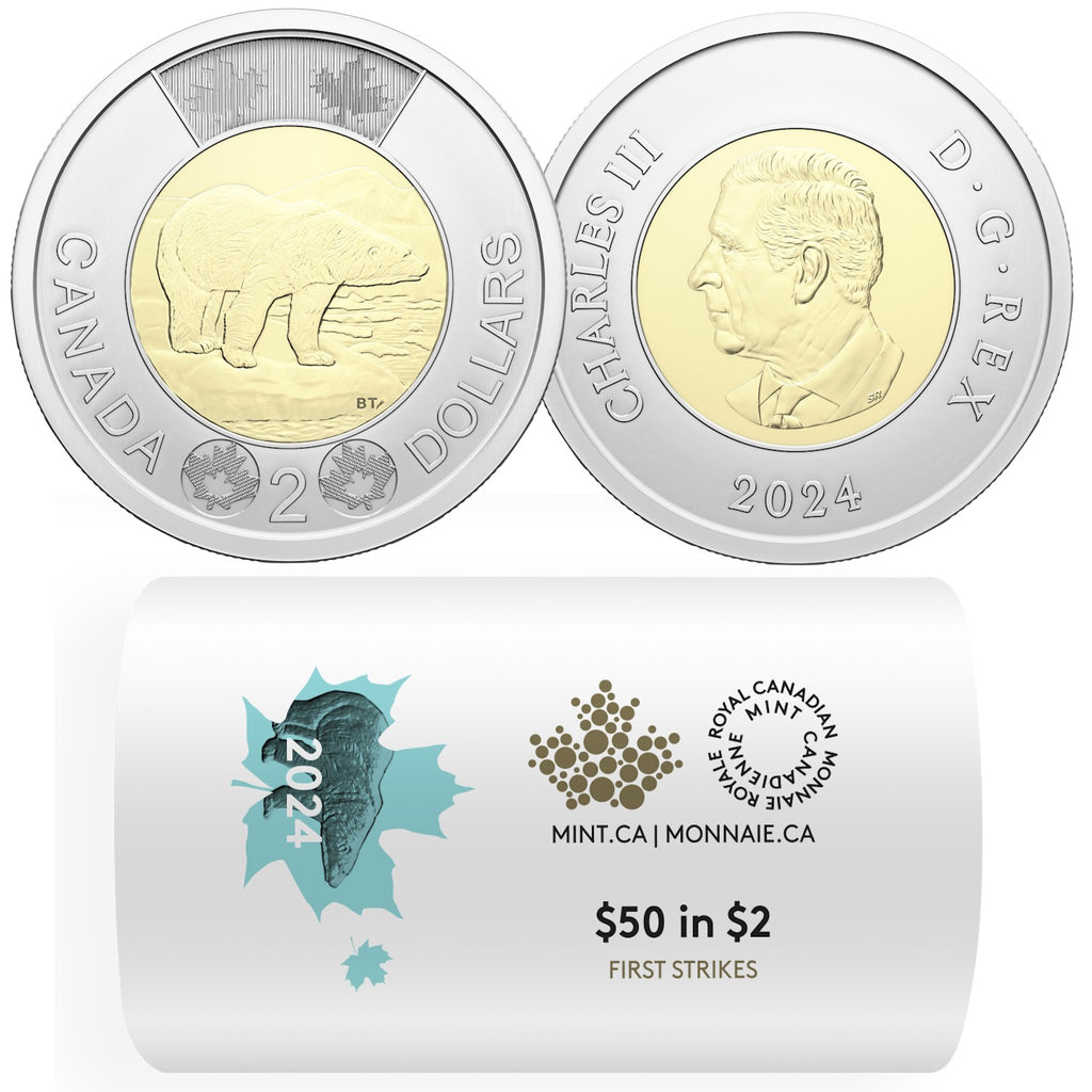 2024 Canada $2 Polar Bear Special Wrapped Roll of 25pcs