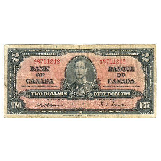 BC-22a 1937 Canada $2 Osborne-Towers, A/B, VF20
