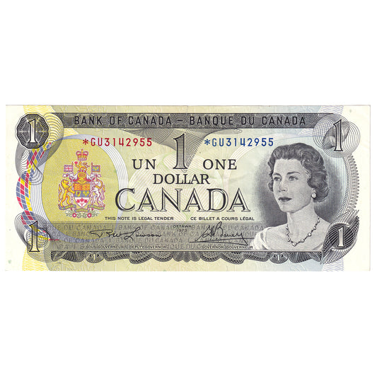 BC-46aA 1973 Canada $1 Lawson-Bouey, *GU, AU (tear)
