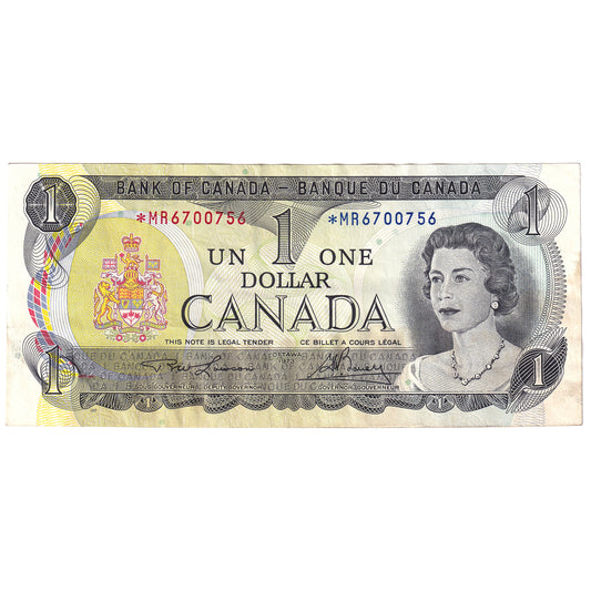 BC-46aA 1973 Canada $1 Lawson-Bouey, *M/R, AU (stain)