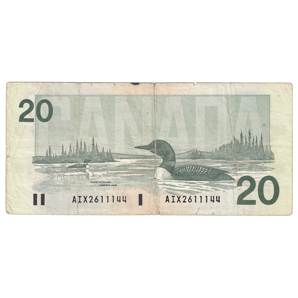 BC-58bA-i 1991 Canada $20 Bonin-Thiessen, AIX, Circ. (dam'g)
