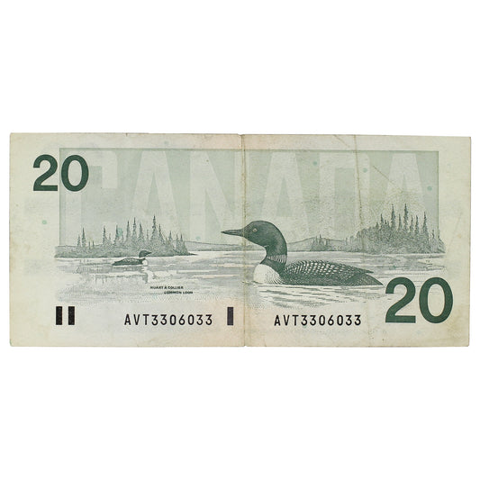 BC-58b-i-N1-iii 1991 Canada $20 Bonin-Thiessen, 3 Digit RADAR AVT3306033, Circ.