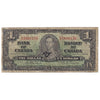 BC-21a 1937 Canada $1 Osborne-Towers, A/A, VG (small tears)
