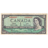 BC-37b-i-N5-iv 1954 Canada $1 Beattie-Rasminsky, Low Serial # H/F0000297, VF