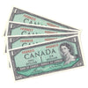 Lot of 4x Sequential BC-37c 1954 Canada $1 Beattie-Rasminsky, O/F 4Pcs.