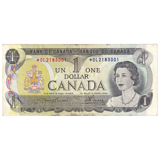 BC-46aA 1973 Canada $1 Lawson-Bouey, *OL, VF-EF (stain)