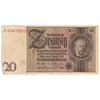 Germany 1929 (1945) 20 Reichsmark Note, Pick #181b, VF (tears)