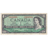 BC-37bA 1954 Canada $1 Beattie-Rasminsky, *D/O, F (tear)