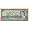 BC-37bA 1954 Canada $1 Beattie-Rasminsky, *O/Y, VF (stain)